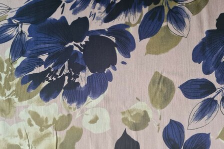 Viscose Crincle Flowers Nude