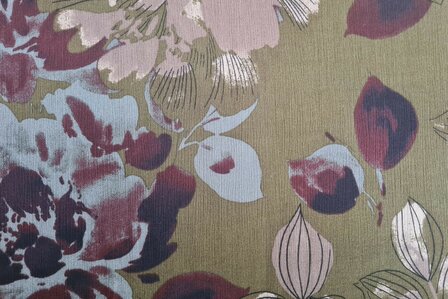 Viscose Crincle Flowers Green
