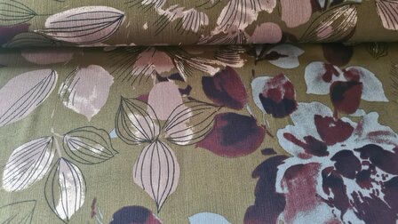 Viscose Crincle Flowers Green