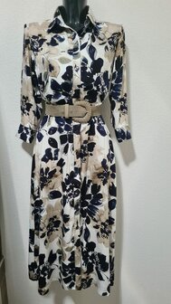 Viscose Satin Flowers Off White/Brown