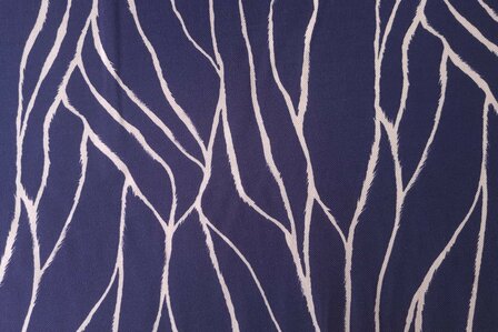 Viscose Twill Abstract Navy