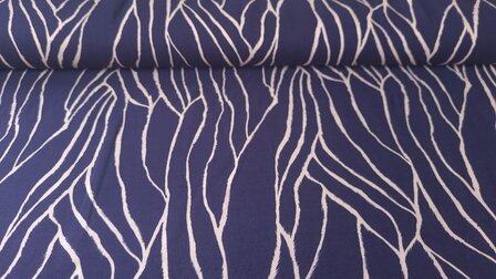 Viscose Twill Abstract Navy