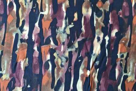Viscose Crepe Paint Stripes Navy