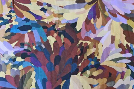 Viscose Poplin Leaves Multi-Red
