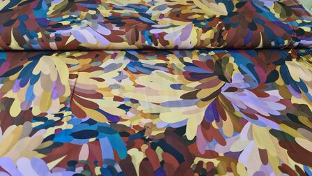 Viscose Poplin Leaves Multi-Red
