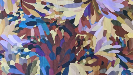 Viscose Poplin Leaves Multi-Red