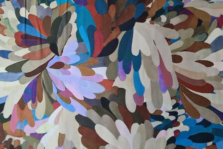 Viscose Poplin Leaves Multi-Blue