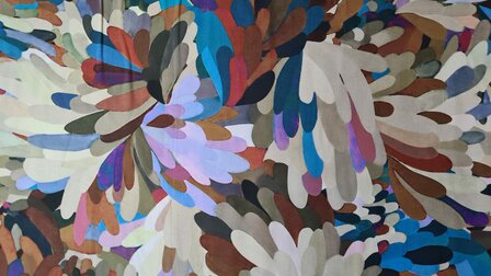 Viscose Poplin Leaves Multi-Blue