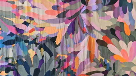 Viscose Poplin Leaves Multi-Coral