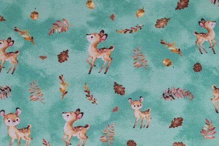 Cotton Jersey Deers &amp; Twigs Mint