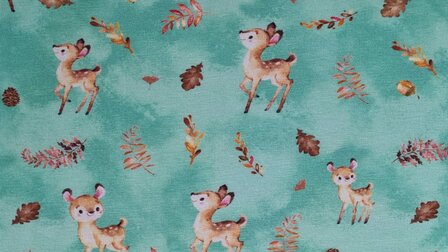 Cotton Jersey Deers &amp; Twigs Mint