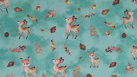 Cotton Jersey Deers &amp; Twigs Mint