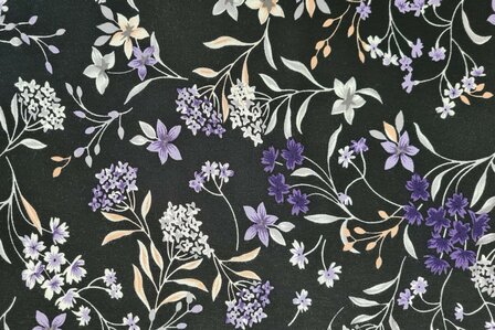 Viscose Jersey Flowers Purple
