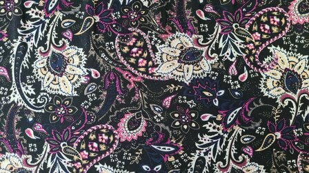 Viscose Jersey Paisley Flowers Cyclam