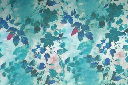 Bamboo Jersey Flowers Petrol