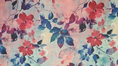 Bamboo Jersey Flowers Red