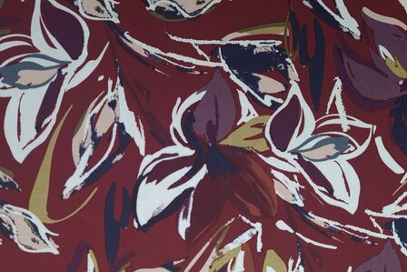Viscose Jersey Flower Red