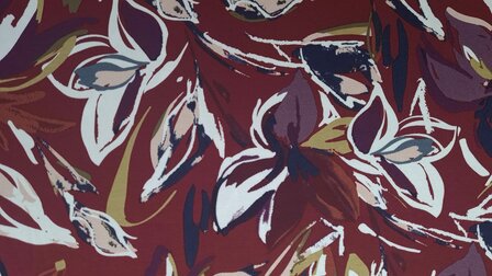 Viscose Jersey Flower Red