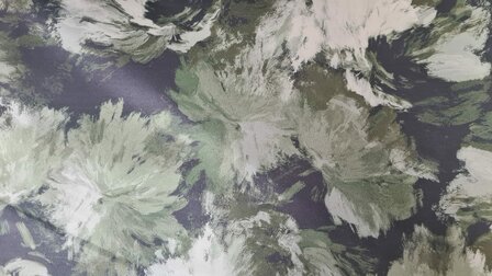 Scuba Su&egrave;de Abstract Flower Khaki