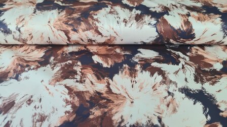 Scuba Su&egrave;de Abstract Flower Navy