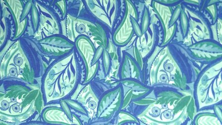 Bamboo Jersey Leaves Blue