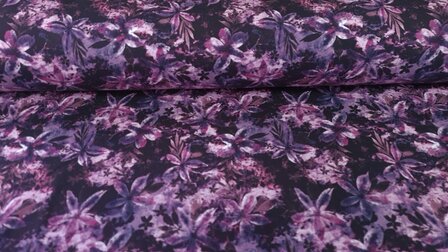 French Terry Flowers Black/Lilac