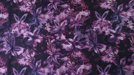 French Terry Flowers Black/Lilac
