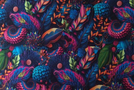 Cotton Jersey Flowers Multi-Colour