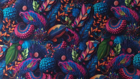 Cotton Jersey Flowers Multi-Colour