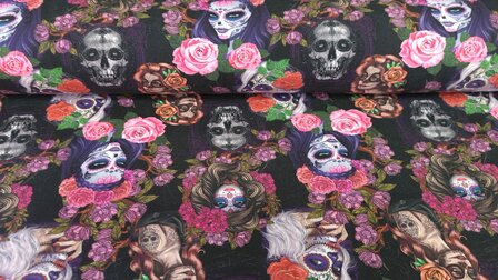 Cotton Jersey Skulls &amp; Flowers
