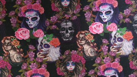 Cotton Jersey Skulls &amp; Flowers