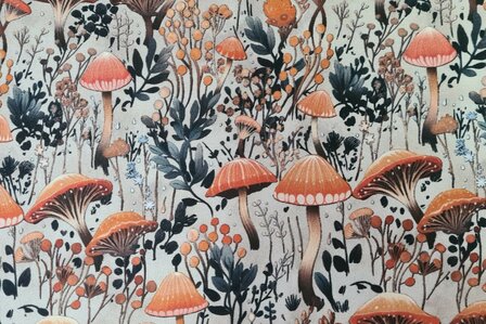 French Terry  Mushrooms Beige