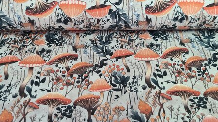 French Terry  Mushrooms Beige