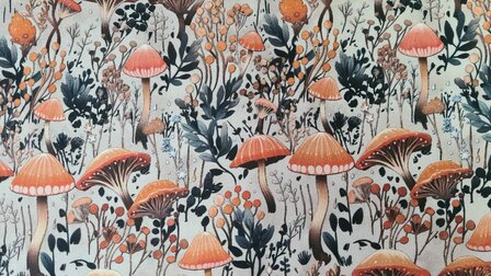 French Terry  Mushrooms Beige