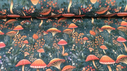 French Terry  Mushrooms Dark Green