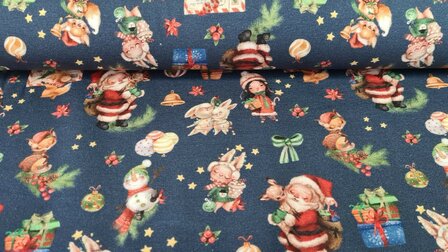 Cotton Jersey Digital Christmas Navy