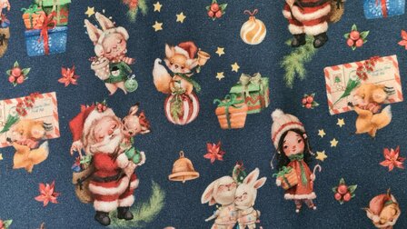 Cotton Jersey Digital Christmas Navy