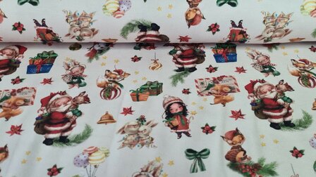 Cotton Jersey Digital Christmas Ecru