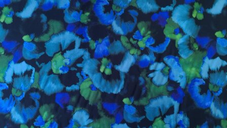 Viscose Digital Ecovero Flowers Blue