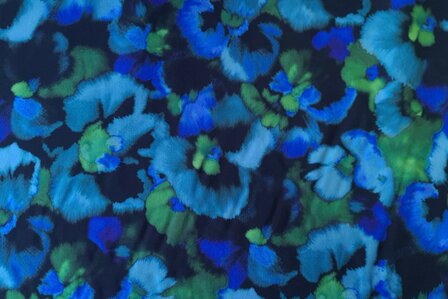 Viscose Digital Ecovero Flowers Blue