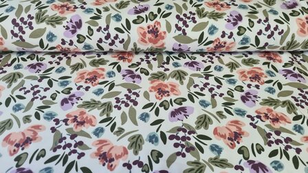 French Terry Painted Flowers Off White