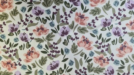 French Terry Painted Flowers Off White