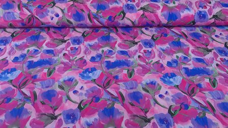 Viscose Digital Ecovero Flowers Lilac