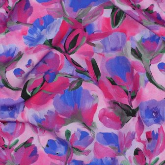 Viscose Digital Ecovero Flowers Lilac