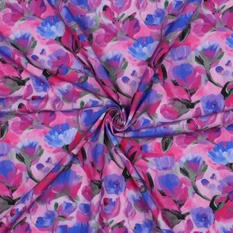 Viscose Digital Ecovero Flowers Lilac