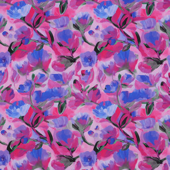 Viscose Digital Ecovero Flowers Lilac