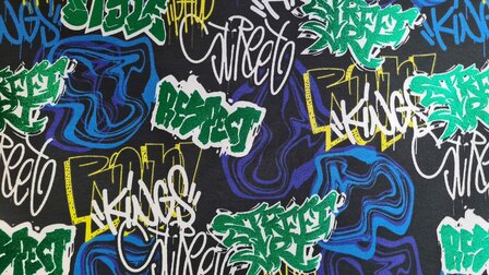 French Terry Grafiti Foil Black