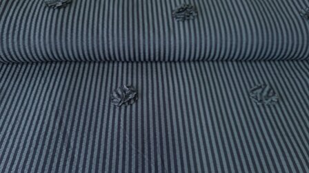 Viscose Embroidery Flowers / Stripes Navy