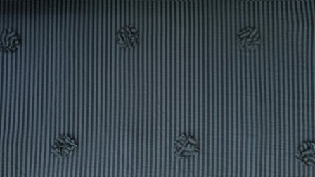 Viscose Embroidery Flowers / Stripes Navy