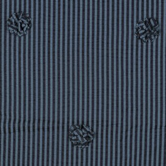 Viscose Embroidery Flowers / Stripes Navy